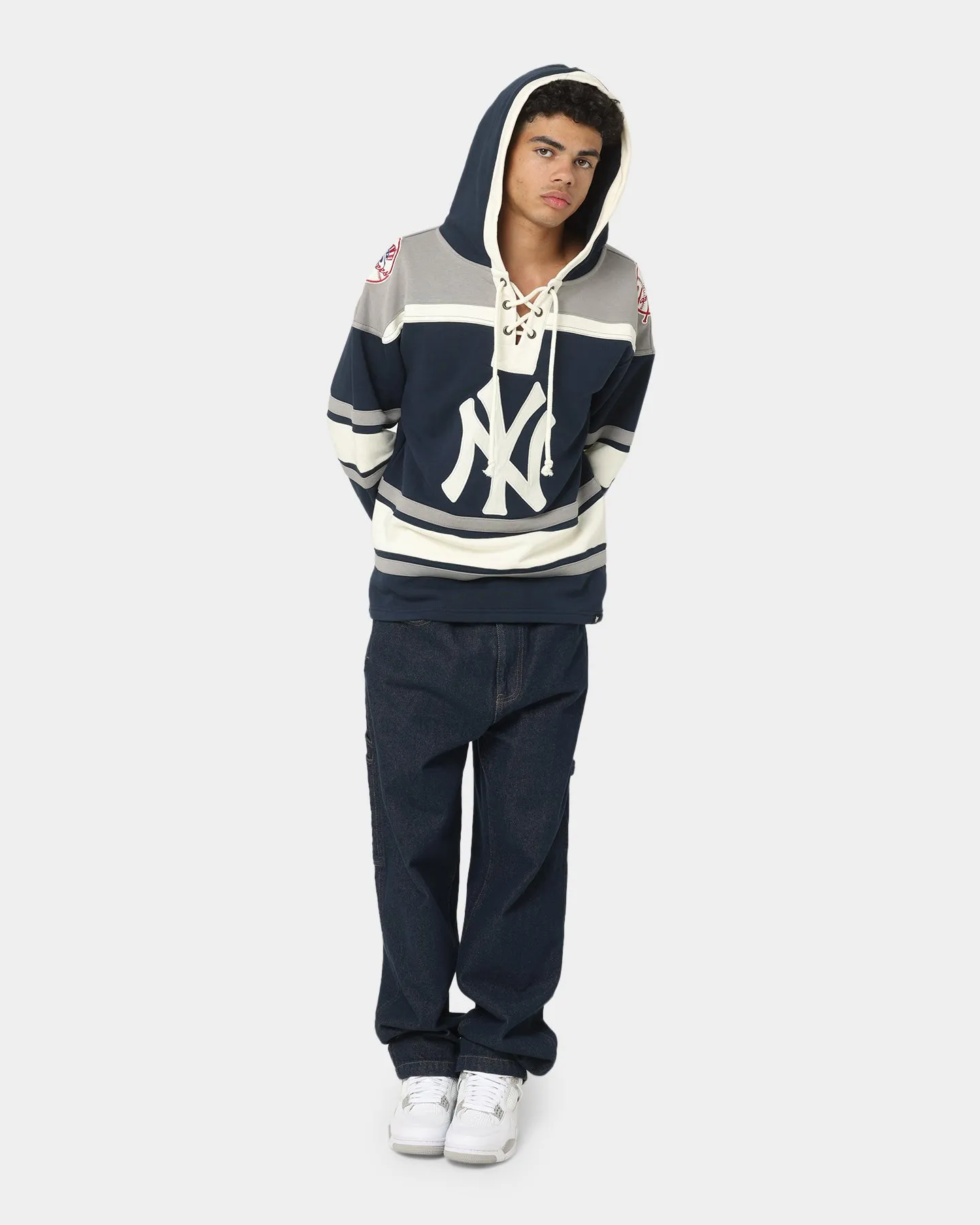47 Brand New York Yankees Superior Lacer Hoodie Full Navy