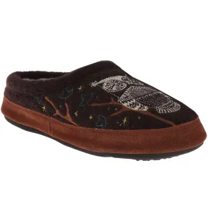 Acorn Women's Mule Slippers - Forest Hoodback, Chocolate Owl, Medium | A10077-CHO-M