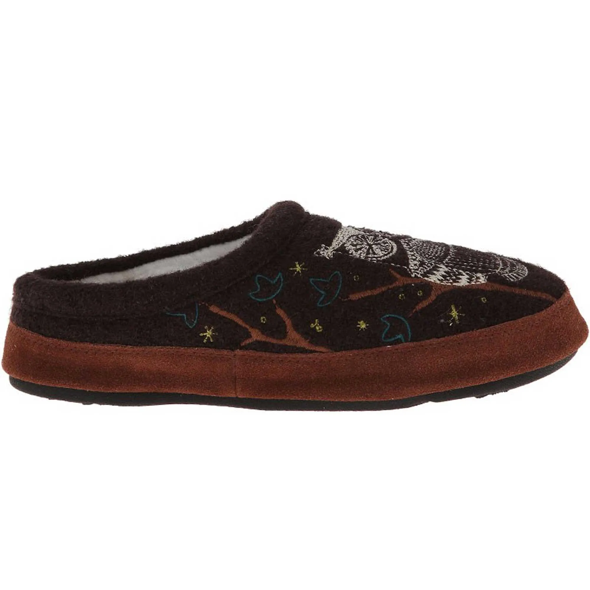 Acorn Women's Mule Slippers - Forest Hoodback, Chocolate Owl, Medium | A10077-CHO-M