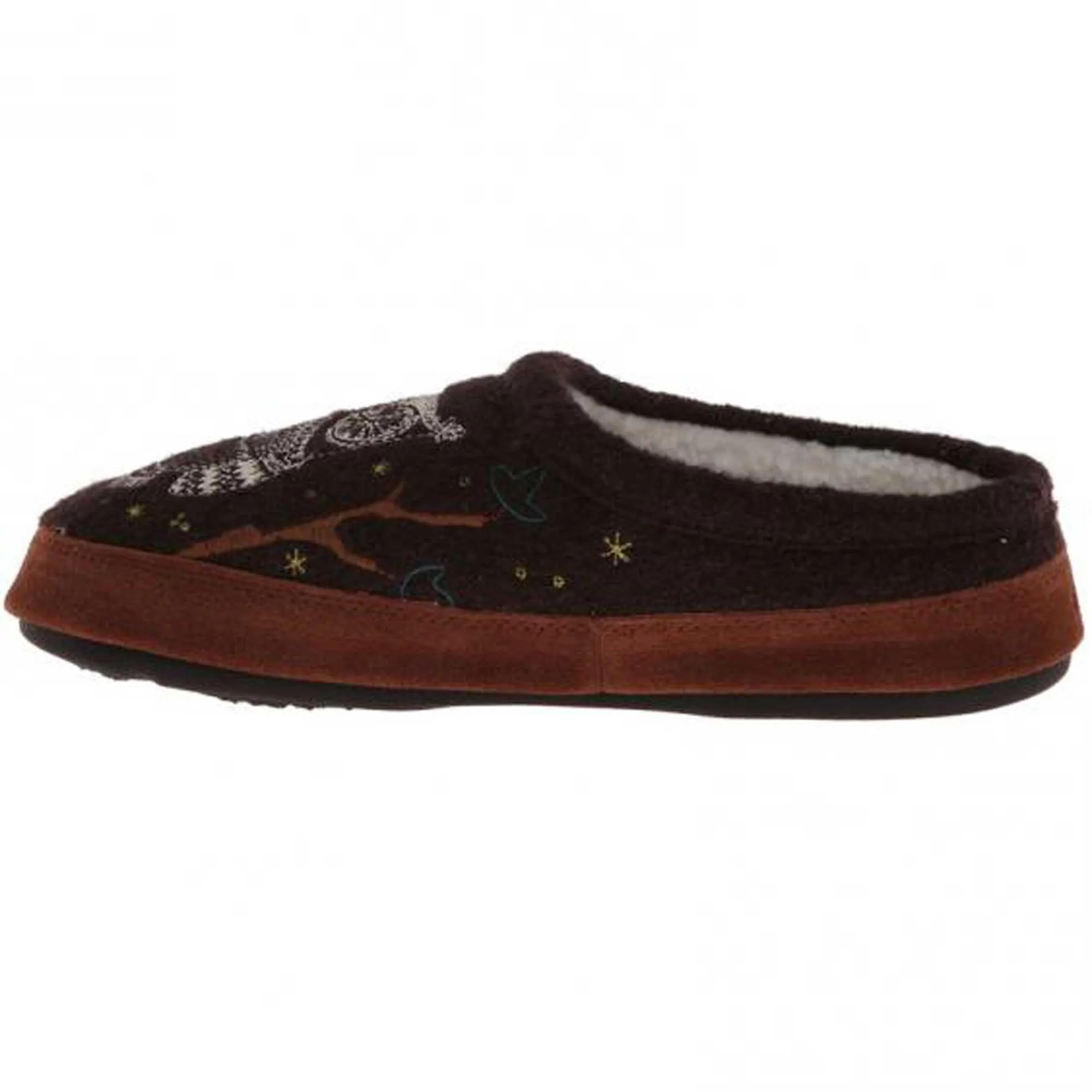 Acorn Women's Mule Slippers - Forest Hoodback, Chocolate Owl, Medium | A10077-CHO-M