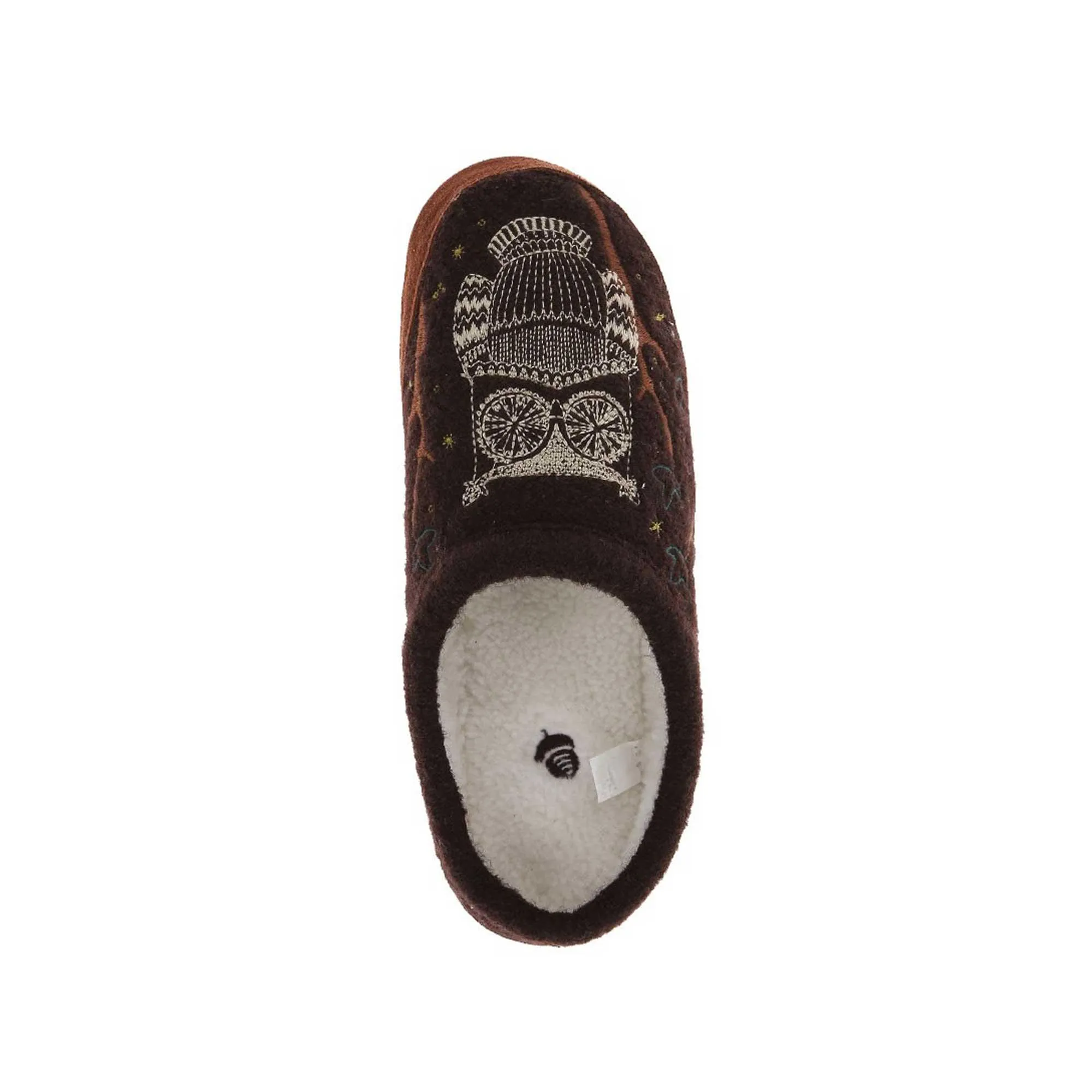 Acorn Women's Mule Slippers - Forest Hoodback, Chocolate Owl, Medium | A10077-CHO-M