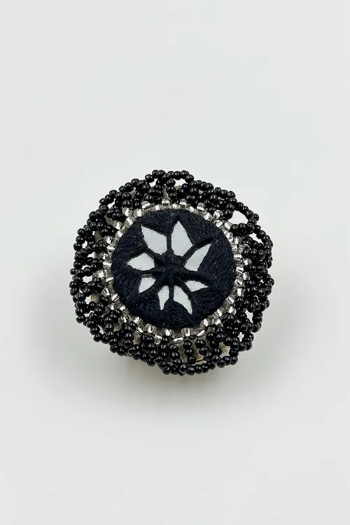 Antarang- Chandani (Black) Bead Jumki Ring,  100% Cotton. Hand Made By Divyang Rural Women.