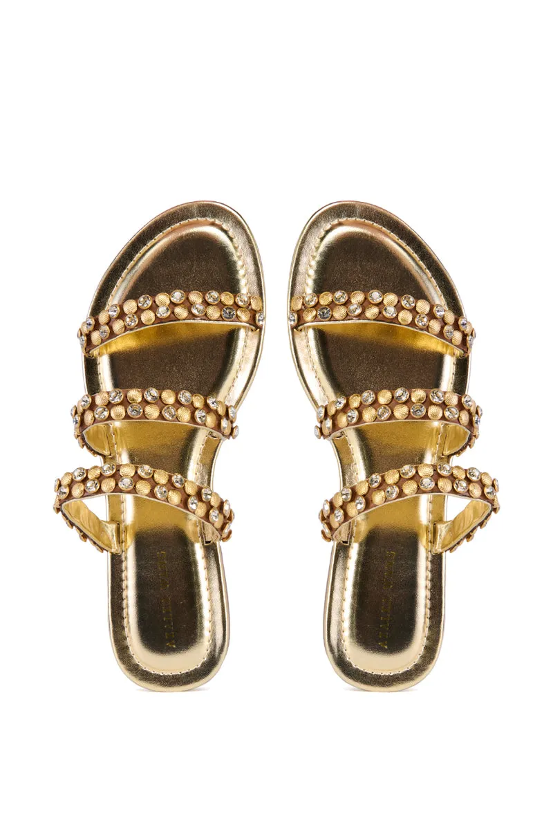 AZALEA WANG GYLLIAN GOLD EMBELLISHED FLAT SANDAL