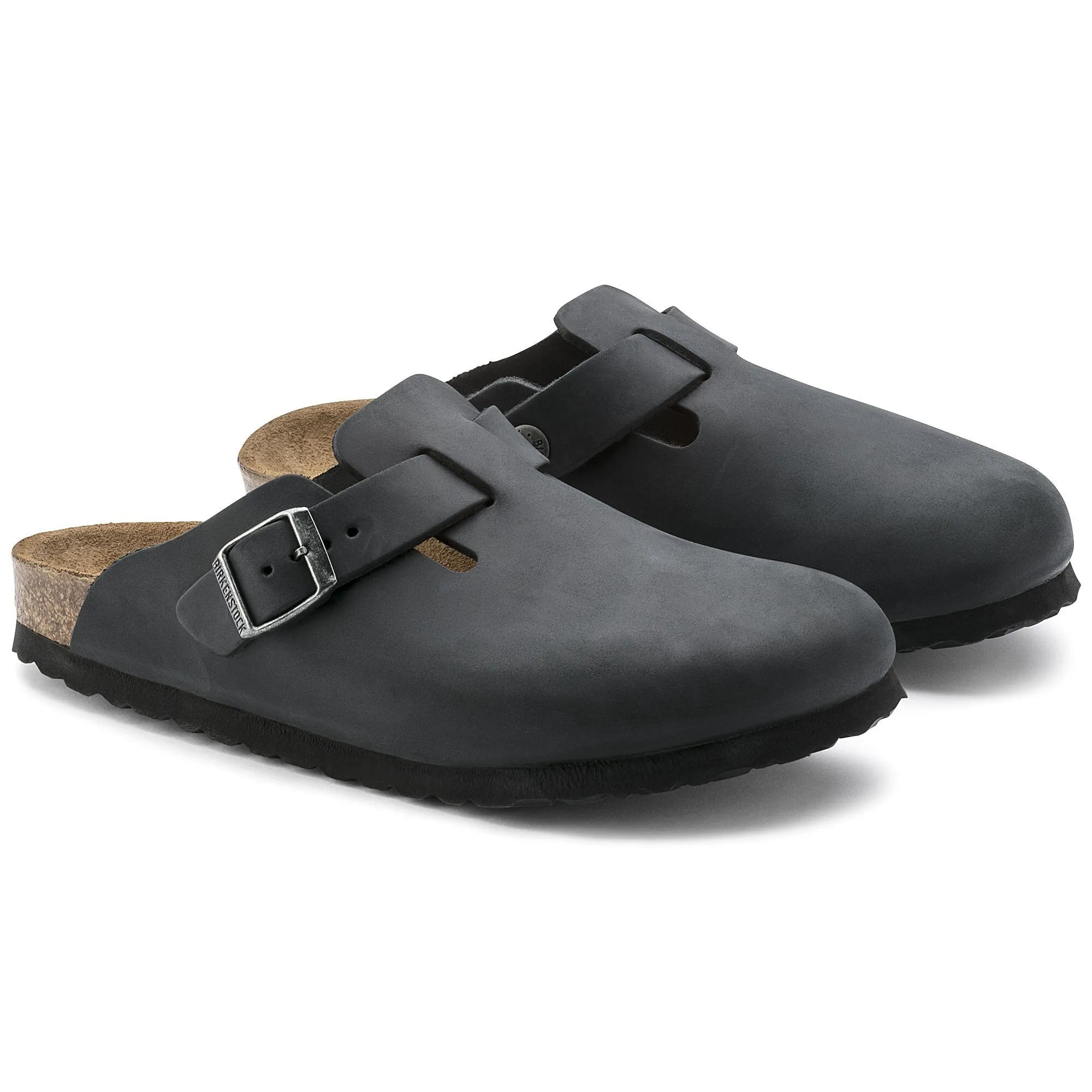 Birkenstock Unisex Boston Suede Leather Narrow Fit Black 0059463