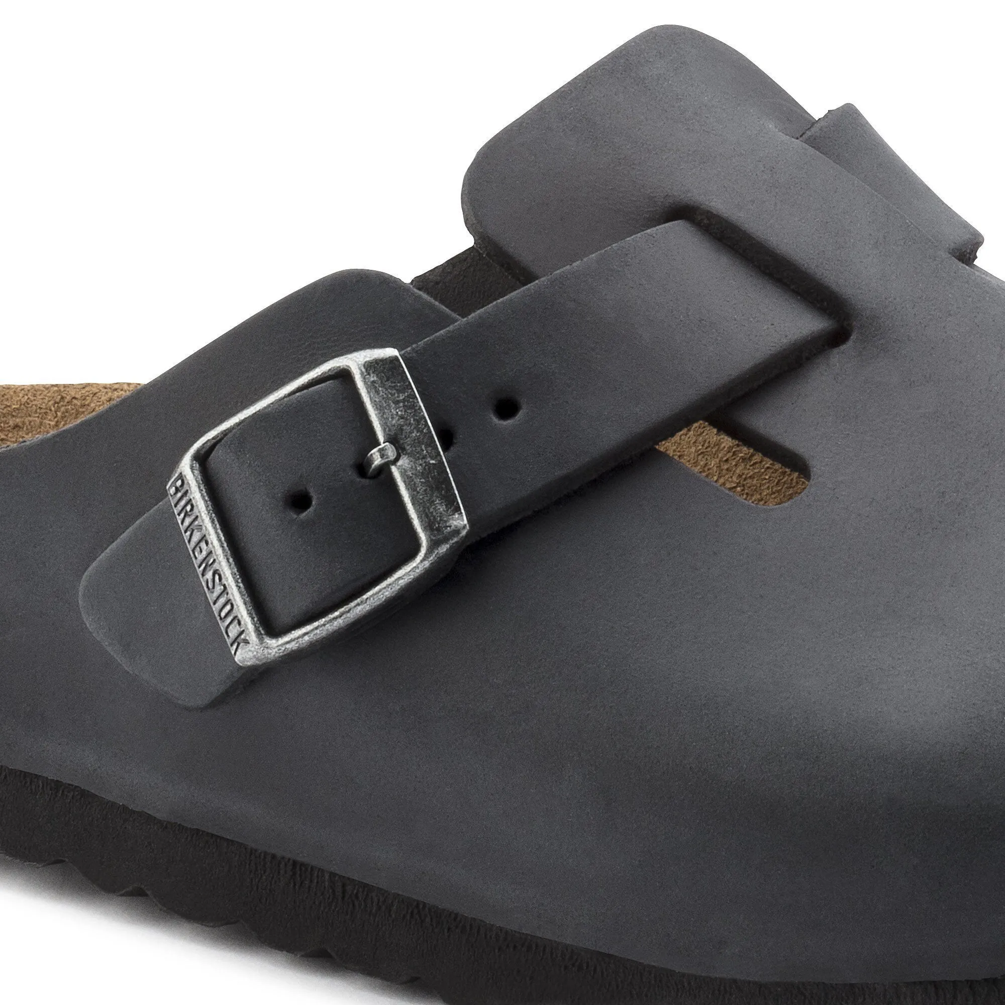 Birkenstock Unisex Boston Suede Leather Narrow Fit Black 0059463