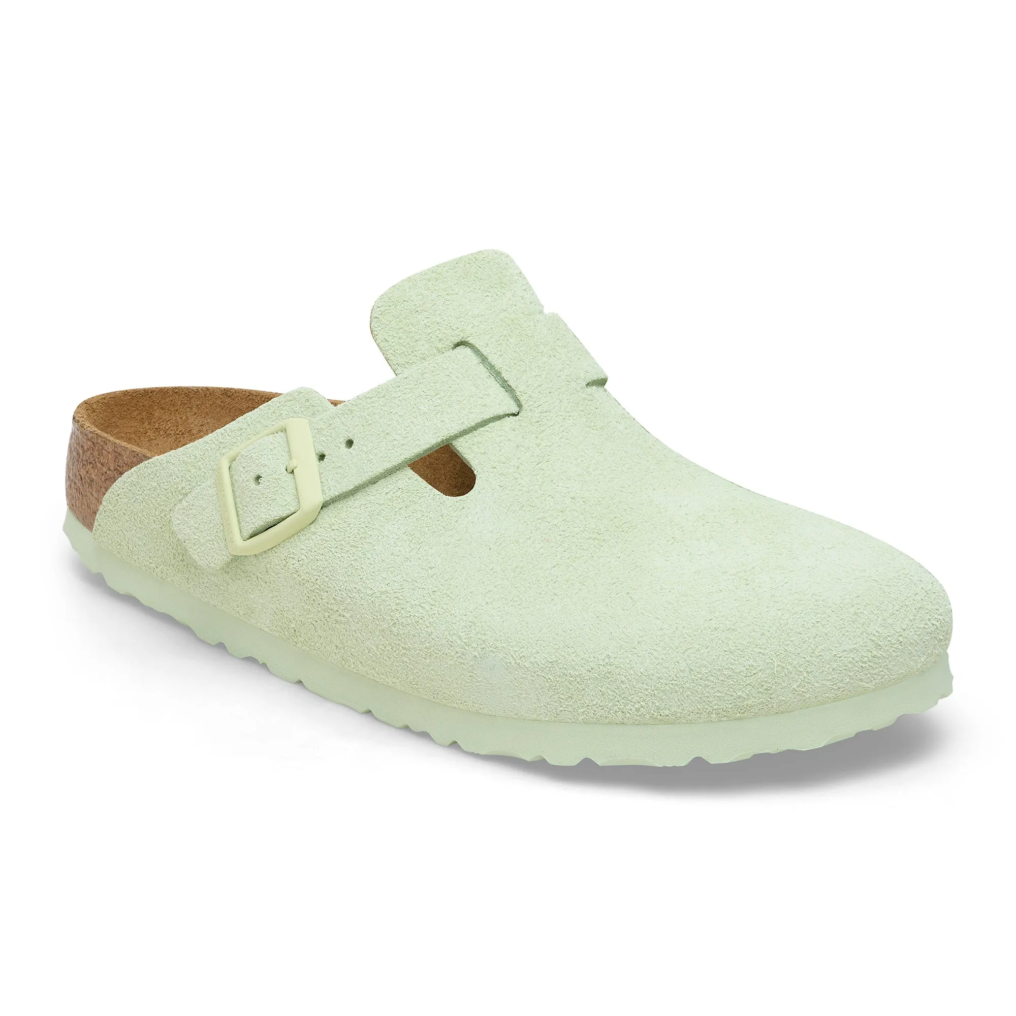 Birkenstock Women's Boston Suede Leather Narrow Fit Faded Lime 1026810
