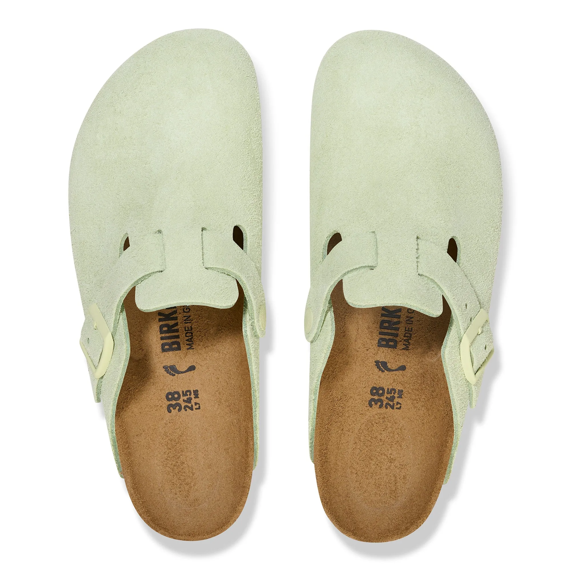 Birkenstock Women's Boston Suede Leather Narrow Fit Faded Lime 1026810