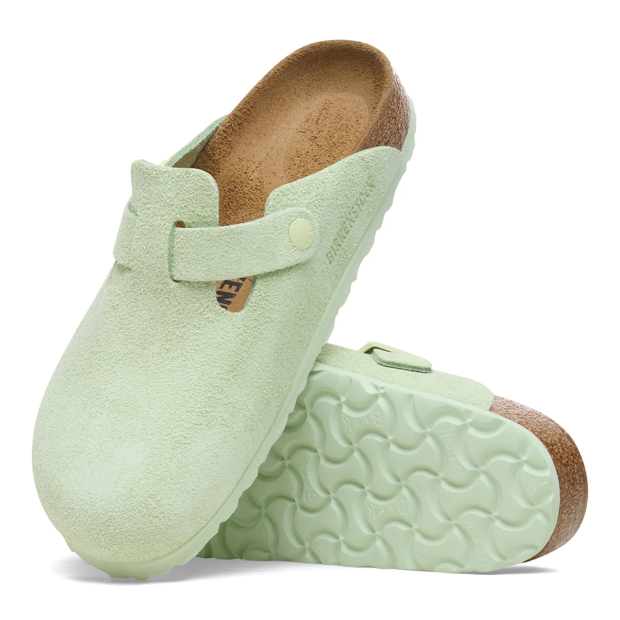 Birkenstock Women's Boston Suede Leather Narrow Fit Faded Lime 1026810