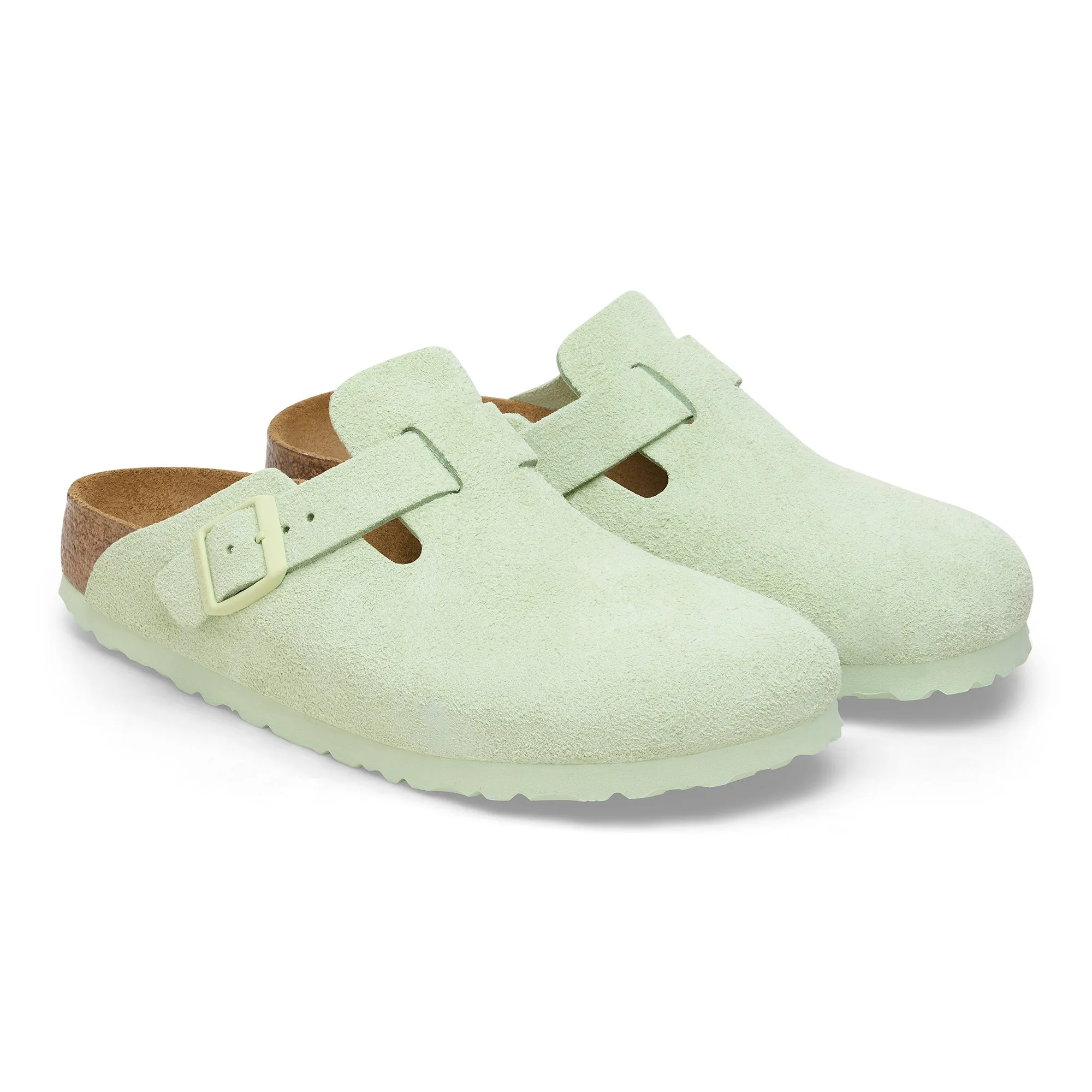 Birkenstock Women's Boston Suede Leather Narrow Fit Faded Lime 1026810