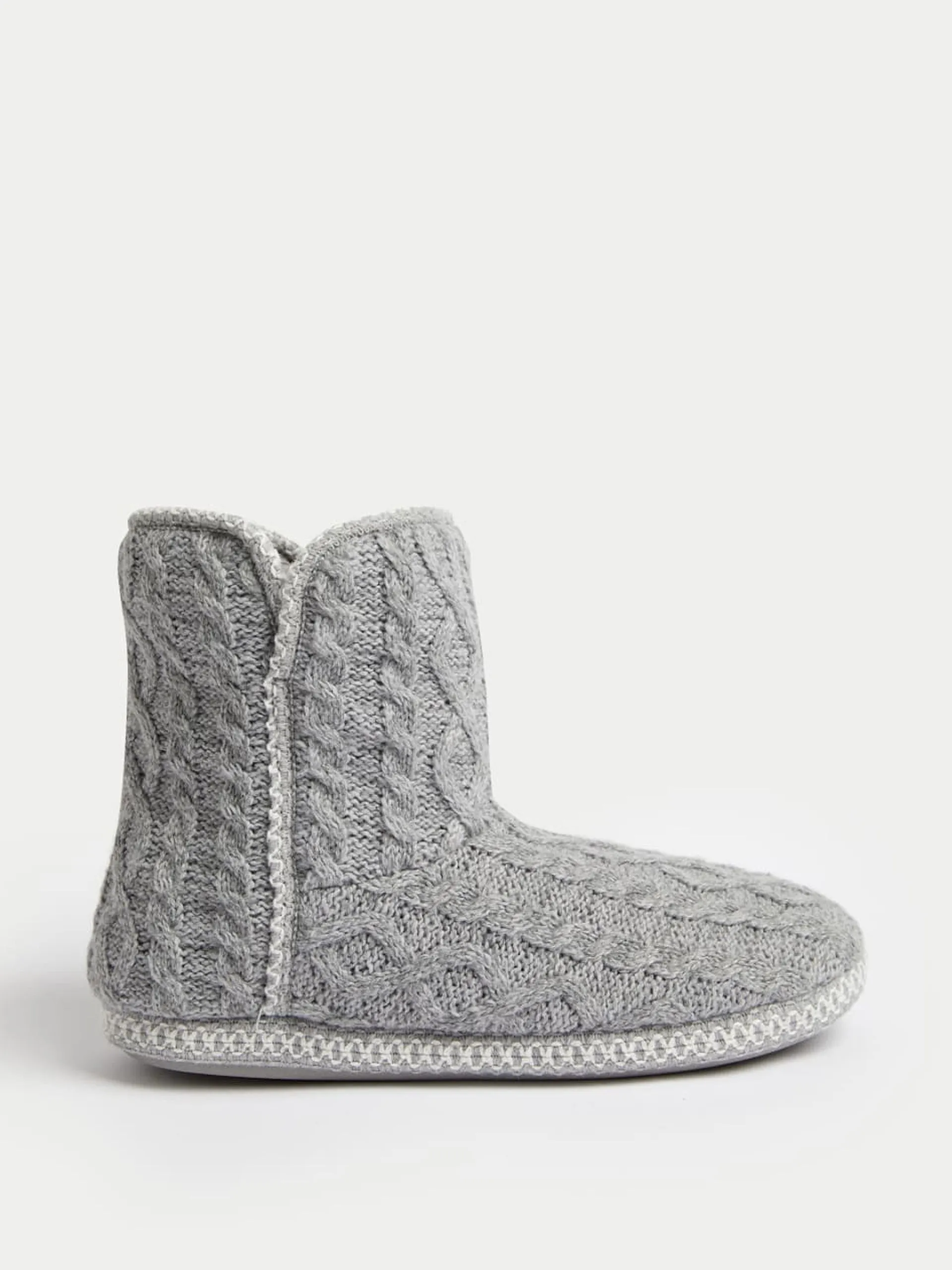 Cable knit slipper boots