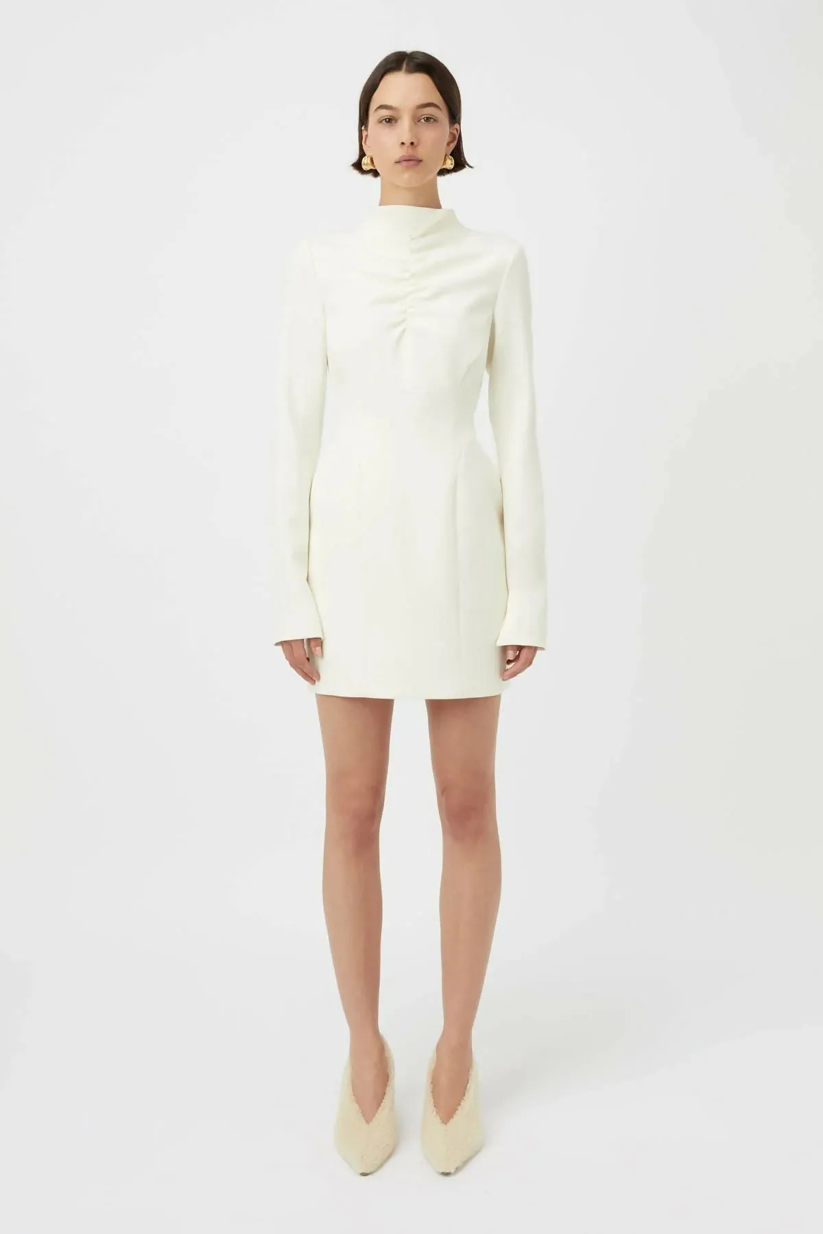 Camilla And Marc Portico Long Sleeve Mini Dress in Cream