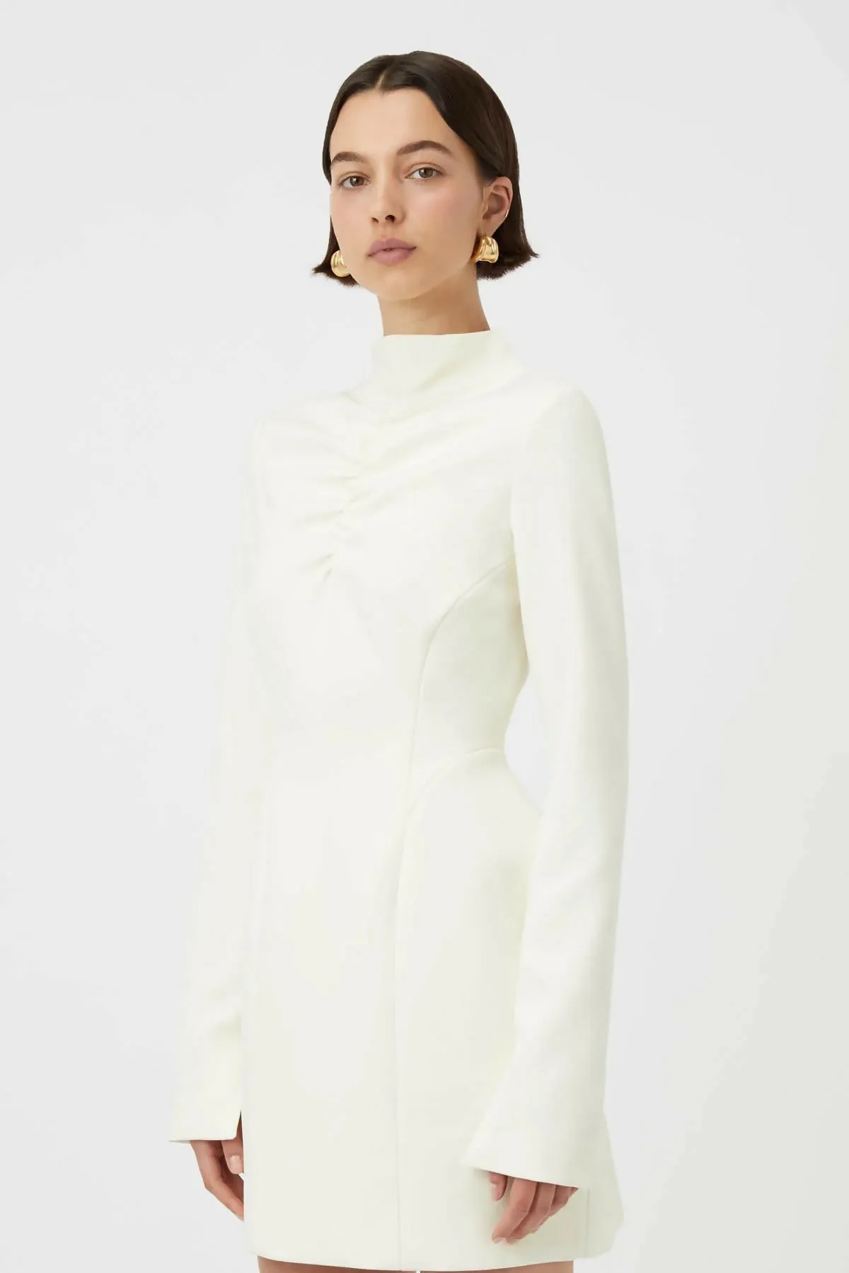 Camilla And Marc Portico Long Sleeve Mini Dress in Cream