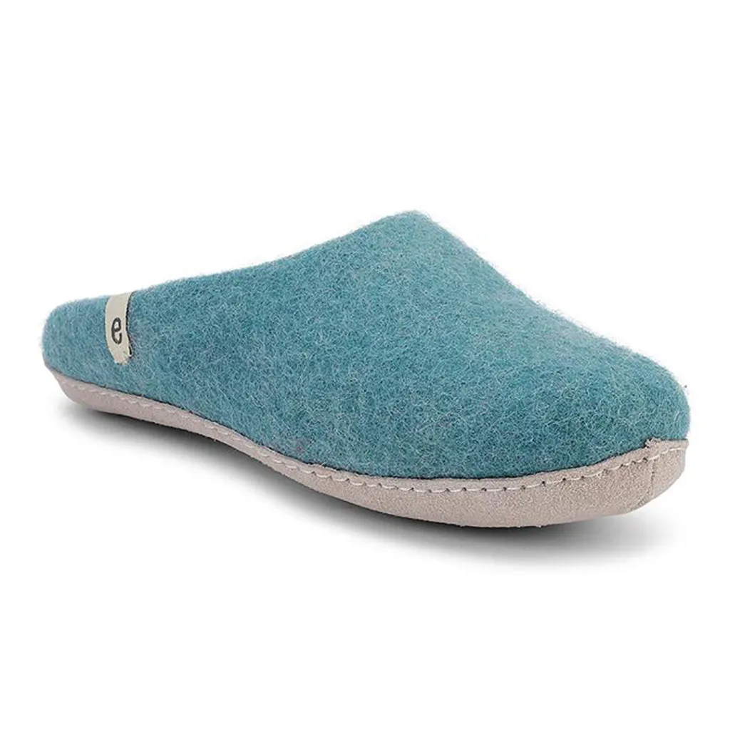 Egos Felted Wool Mule Slippers, Sea Blue