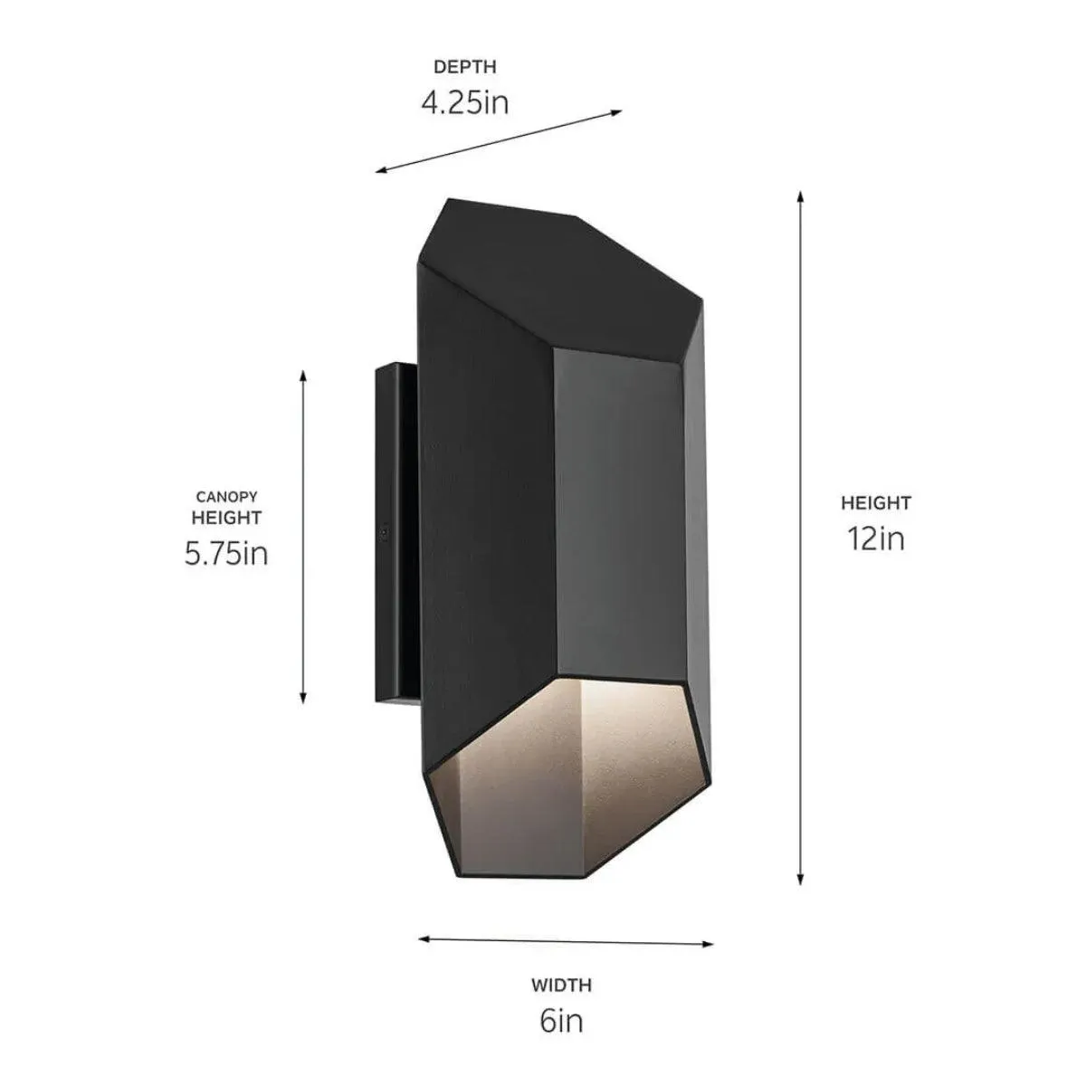 Estella 12 In 1-Light LED Outdoor Wall Light Dark Sky Compliant, Black Finish