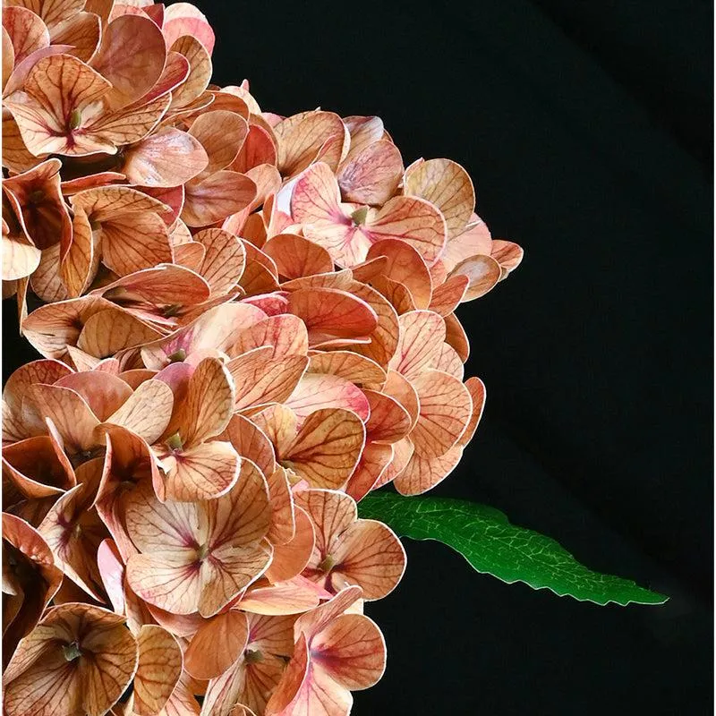 Faux Everlasting Hydrangea Flower Stick - Yellow Brown