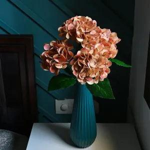 Faux Everlasting Hydrangea Flower Stick - Yellow Brown