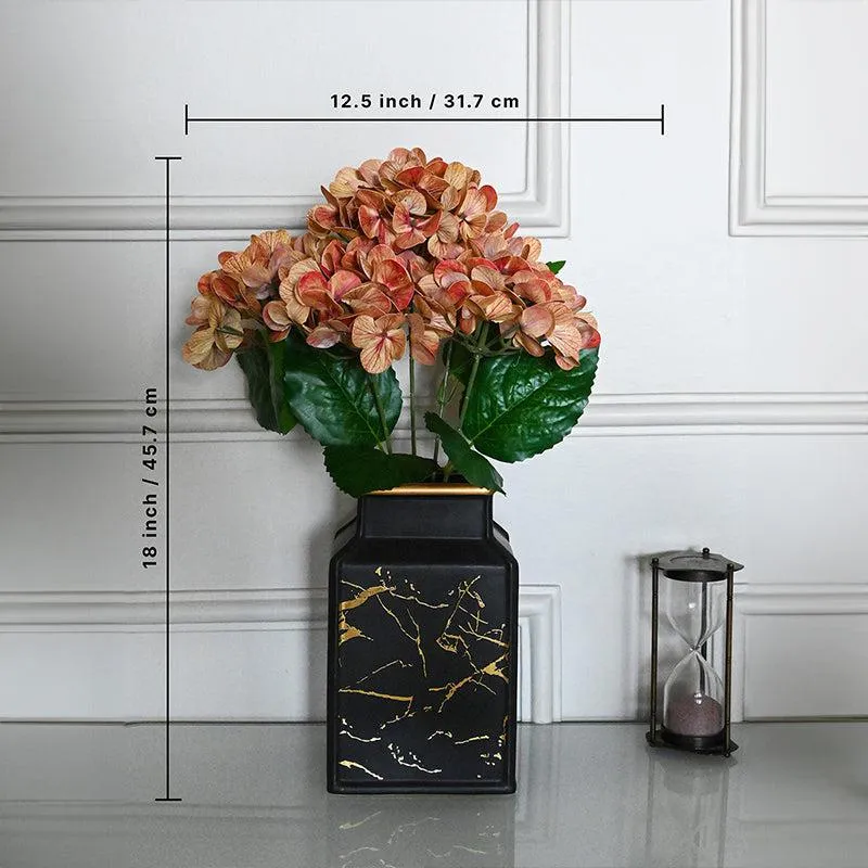 Faux Everlasting Hydrangea Flower Stick - Yellow Brown