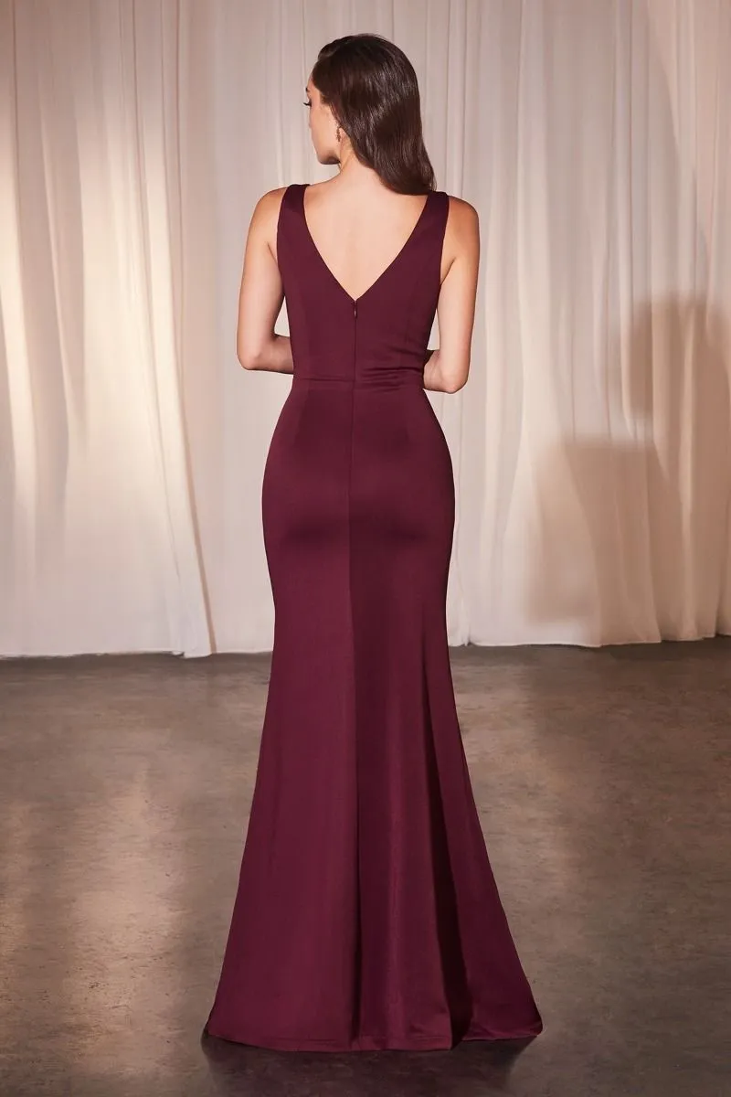 FITTED NEOPRENE BURGUNDY DRESS CDCH377