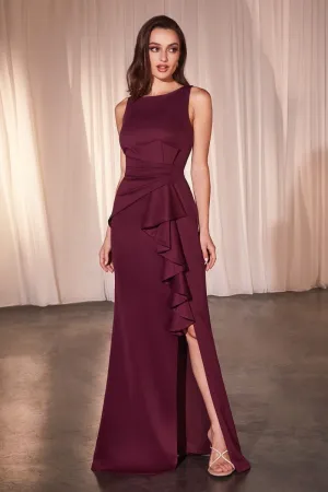FITTED NEOPRENE BURGUNDY DRESS CDCH377