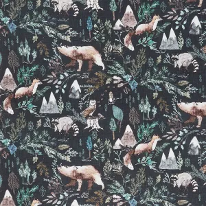 Forest Fable - Woodland Navy Multi Digitally Printed Yardage