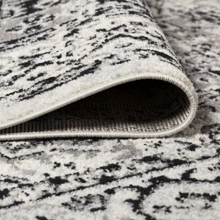 Inigo Cottage Medallion 60"L x 36"W Area Rug - Dark Gray/Cream