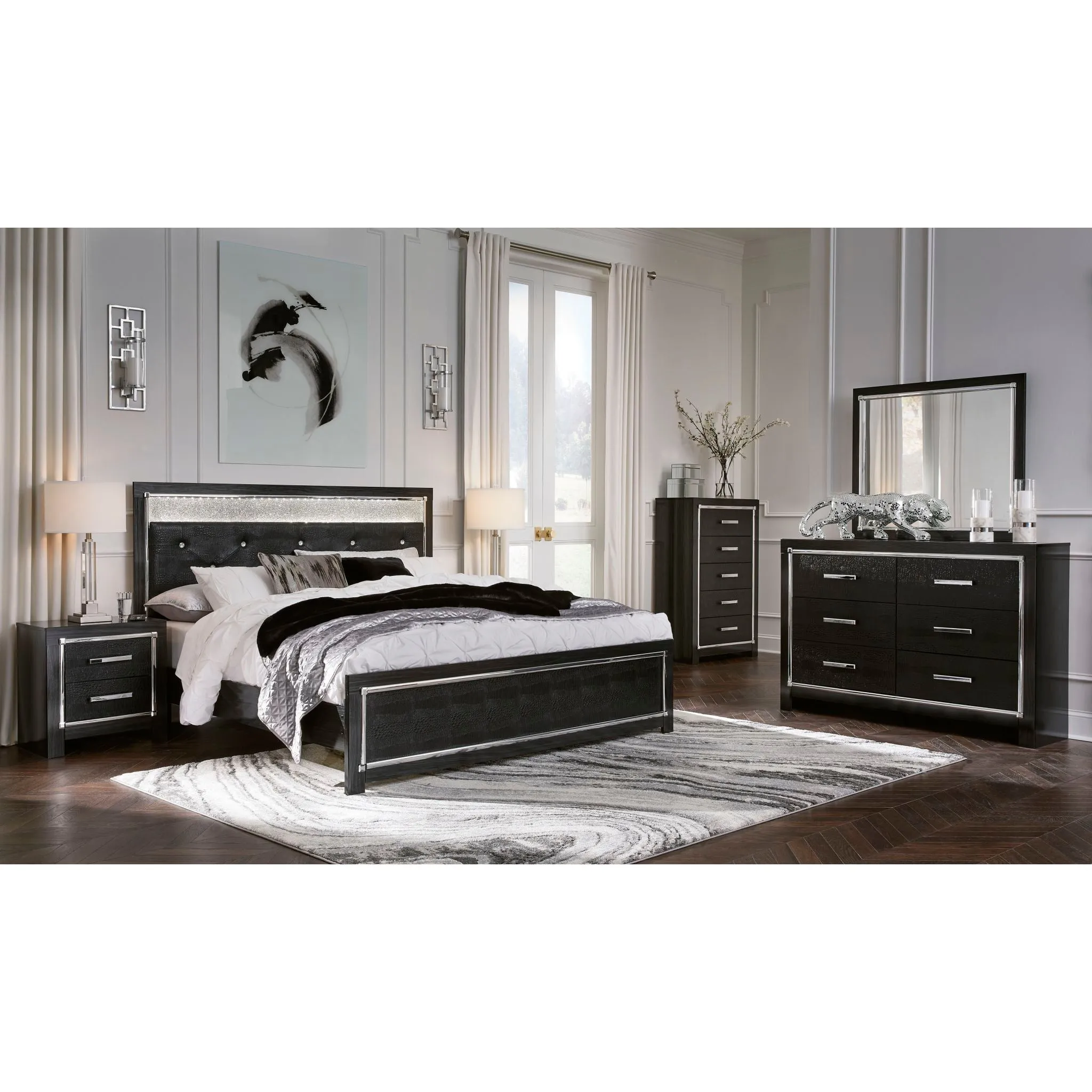 Kaydell Panel Bed - Black