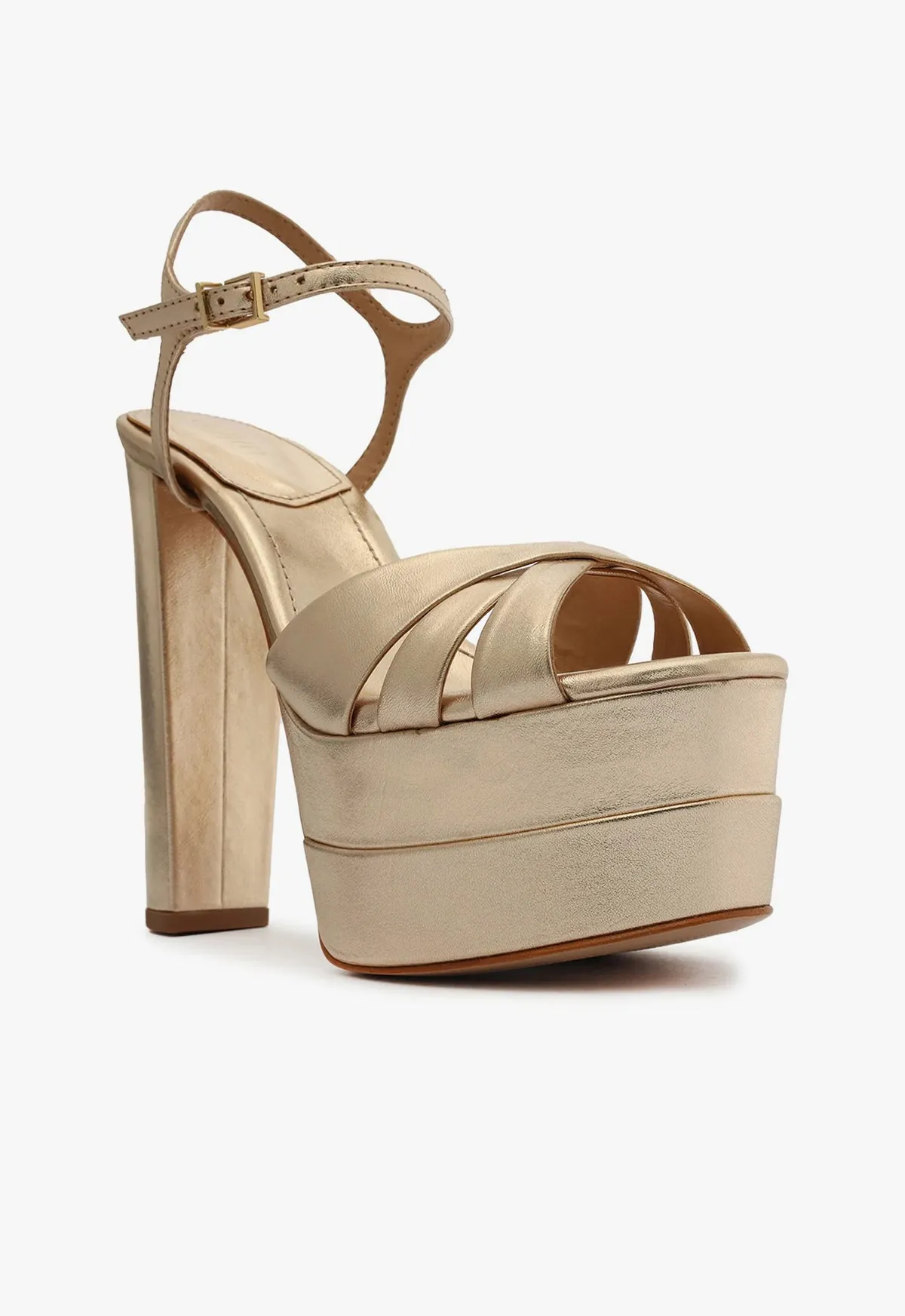 Keefa High Metallic Leather Sandal