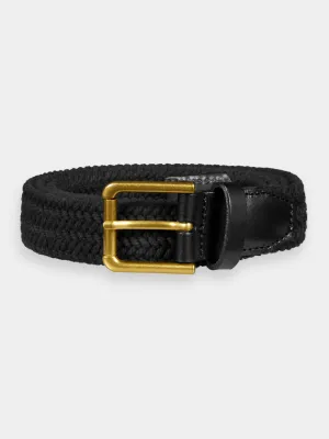 Leather trimmed canvas cord belt