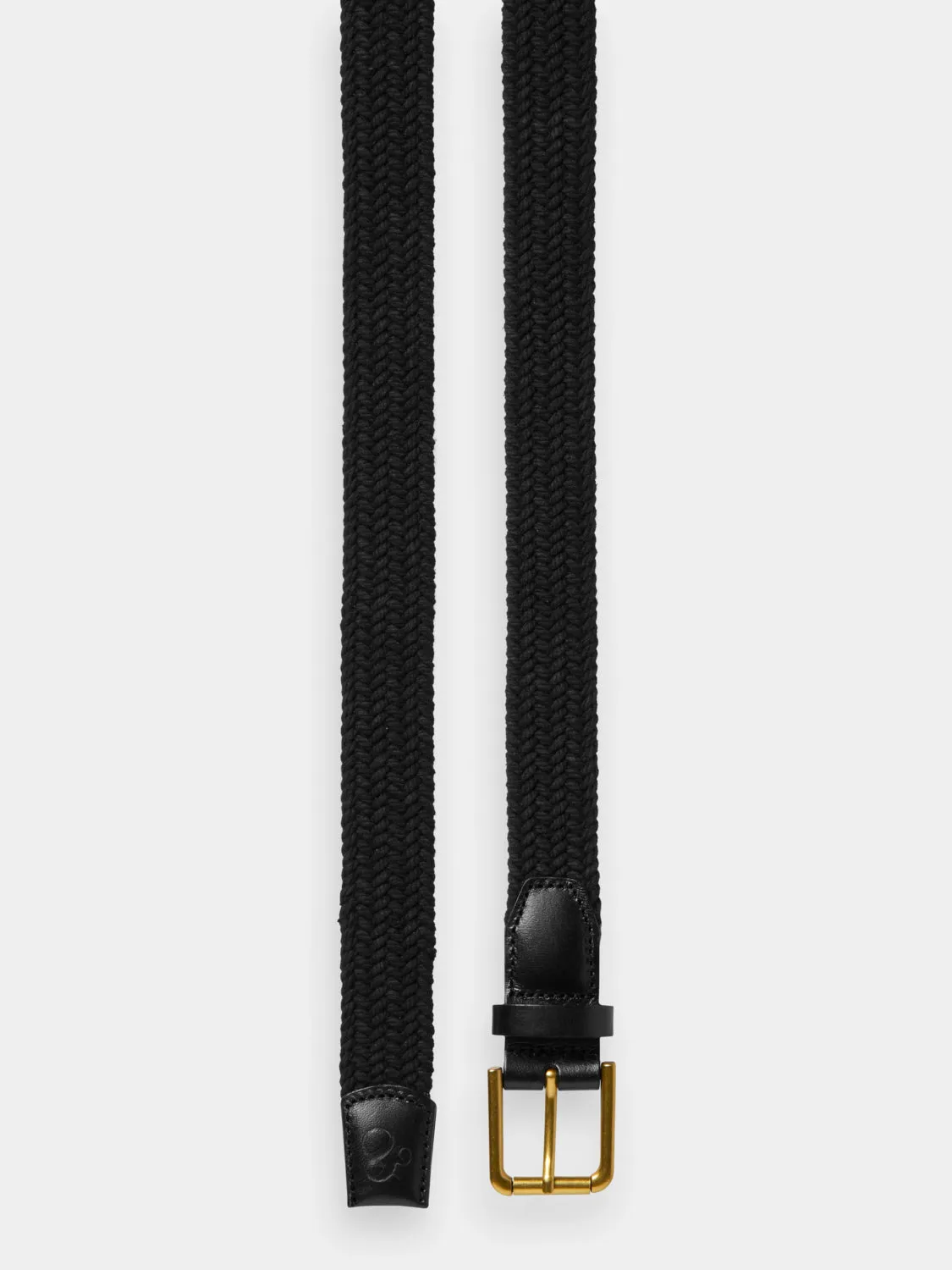 Leather trimmed canvas cord belt