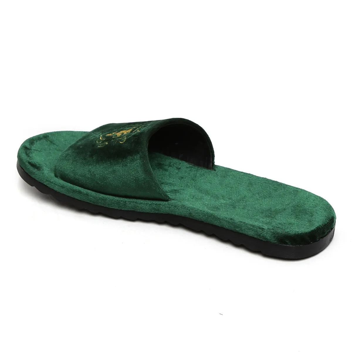 Lioness Green Two Tone Full Velvet Women Slippers By Brune & Bareskin