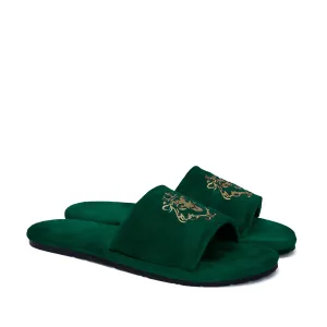 Lioness Green Two Tone Full Velvet Women Slippers By Brune & Bareskin