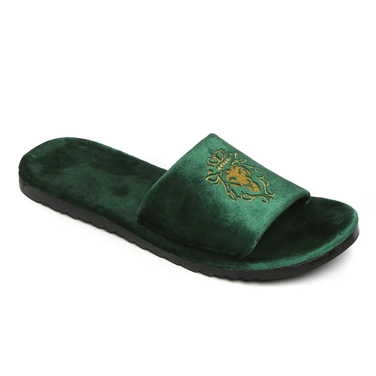 Lioness Green Two Tone Full Velvet Women Slippers By Brune & Bareskin