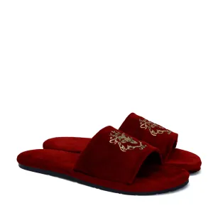 Lioness Maroon Two Tone Full Velvet Women Slippers By Brune & Bareskin