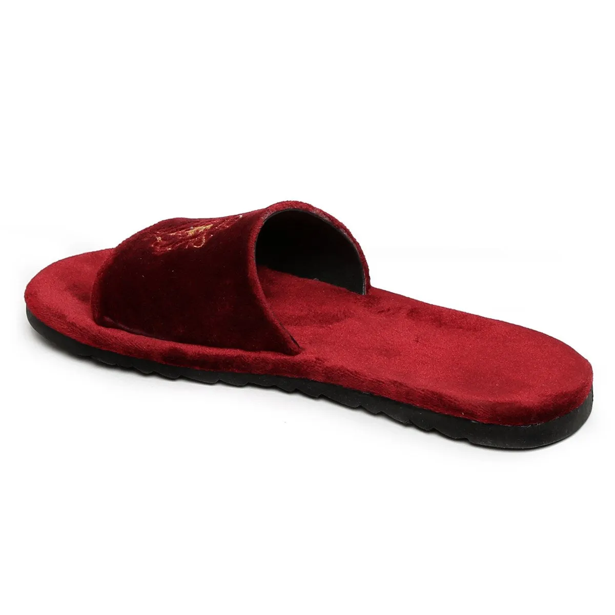 Lioness Maroon Two Tone Full Velvet Women Slippers By Brune & Bareskin