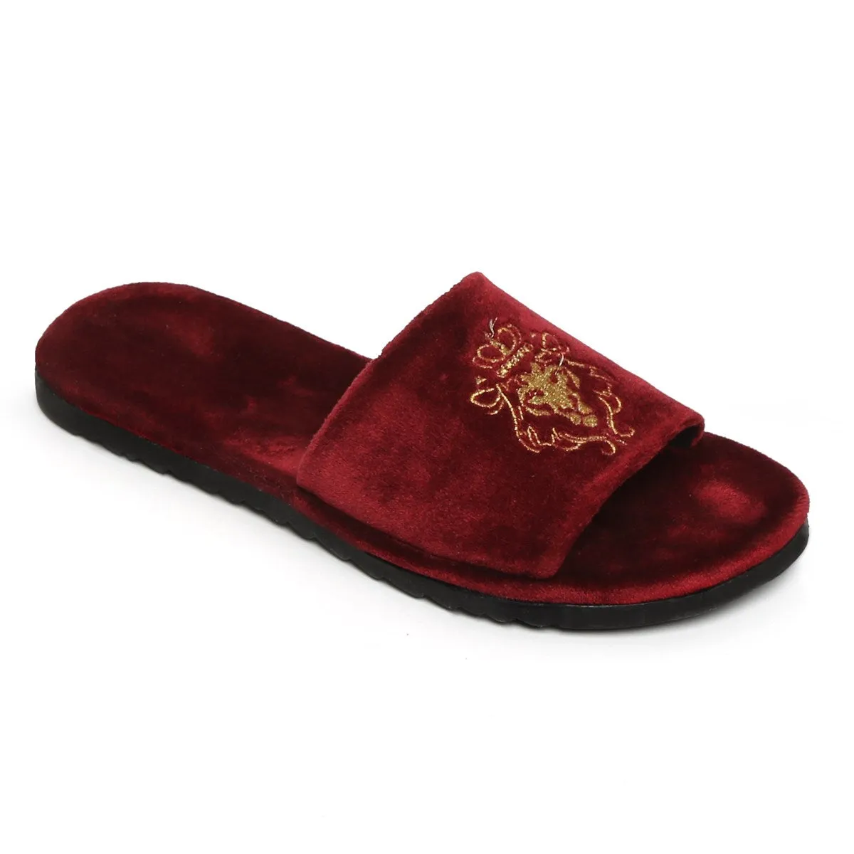 Lioness Maroon Two Tone Full Velvet Women Slippers By Brune & Bareskin