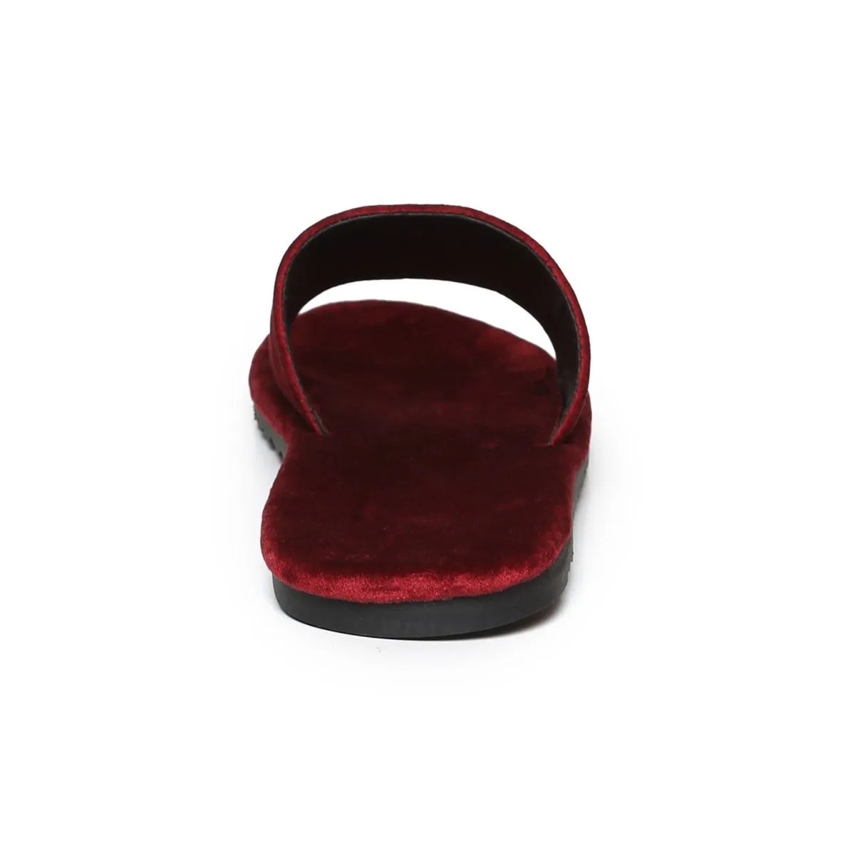 Lioness Maroon Two Tone Full Velvet Women Slippers By Brune & Bareskin