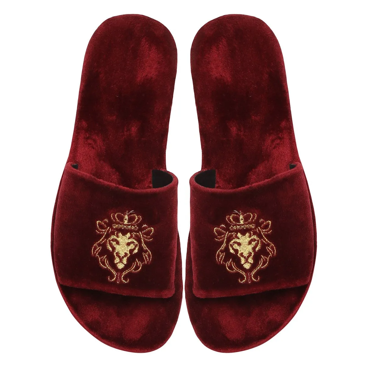 Lioness Maroon Two Tone Full Velvet Women Slippers By Brune & Bareskin