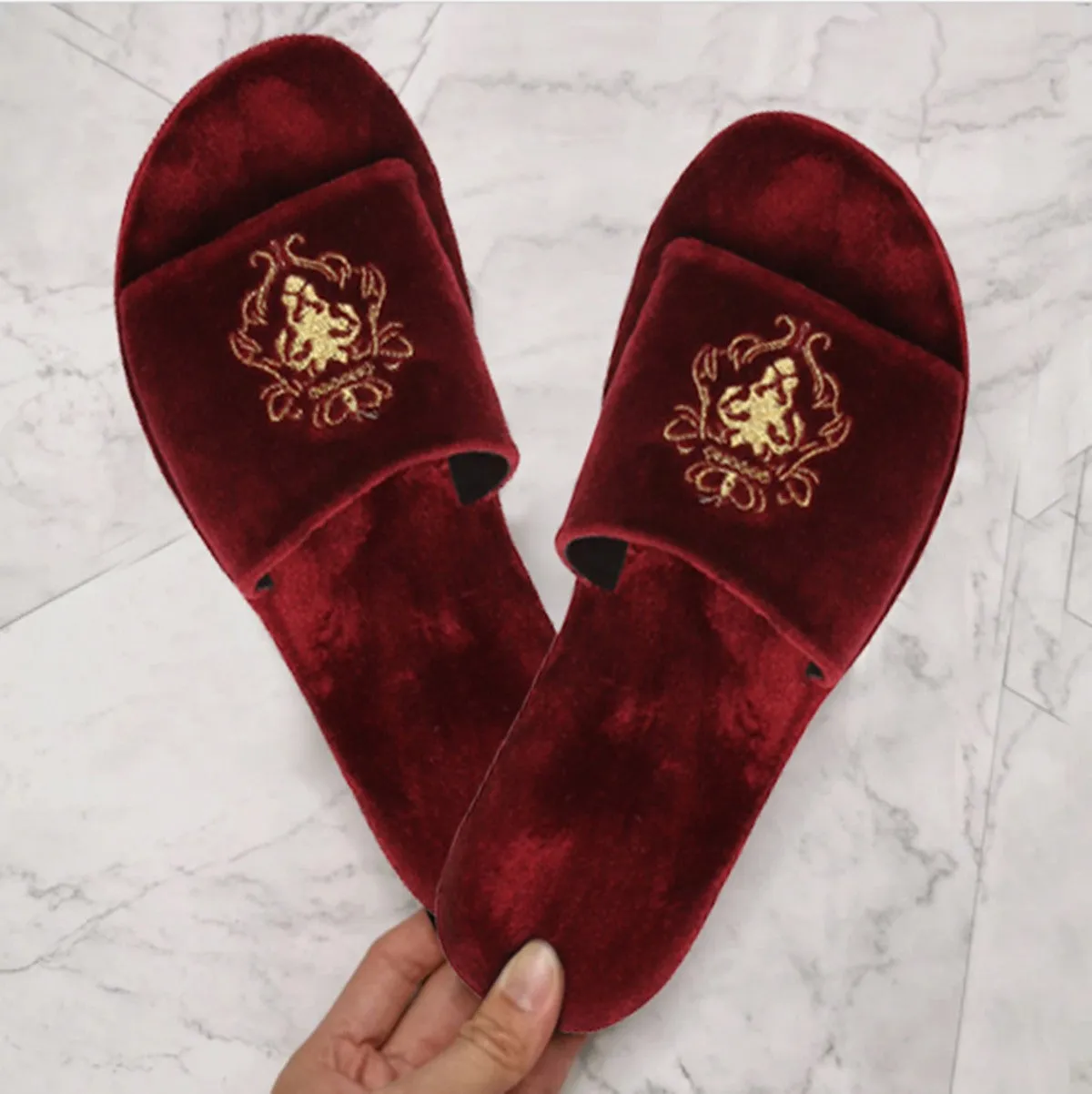 Lioness Maroon Two Tone Full Velvet Women Slippers By Brune & Bareskin