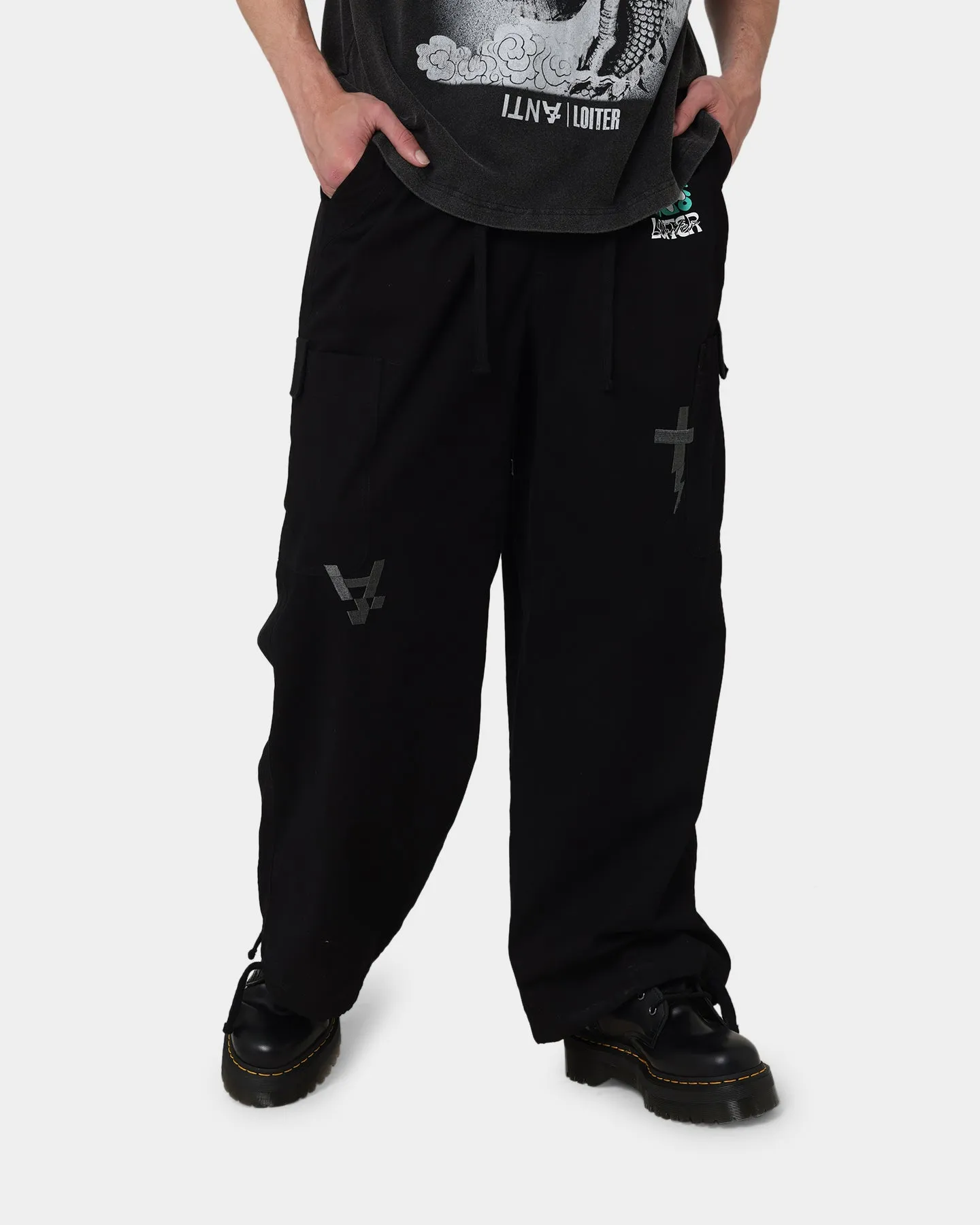 Loiter X The Anti Order Parachute Pants Black