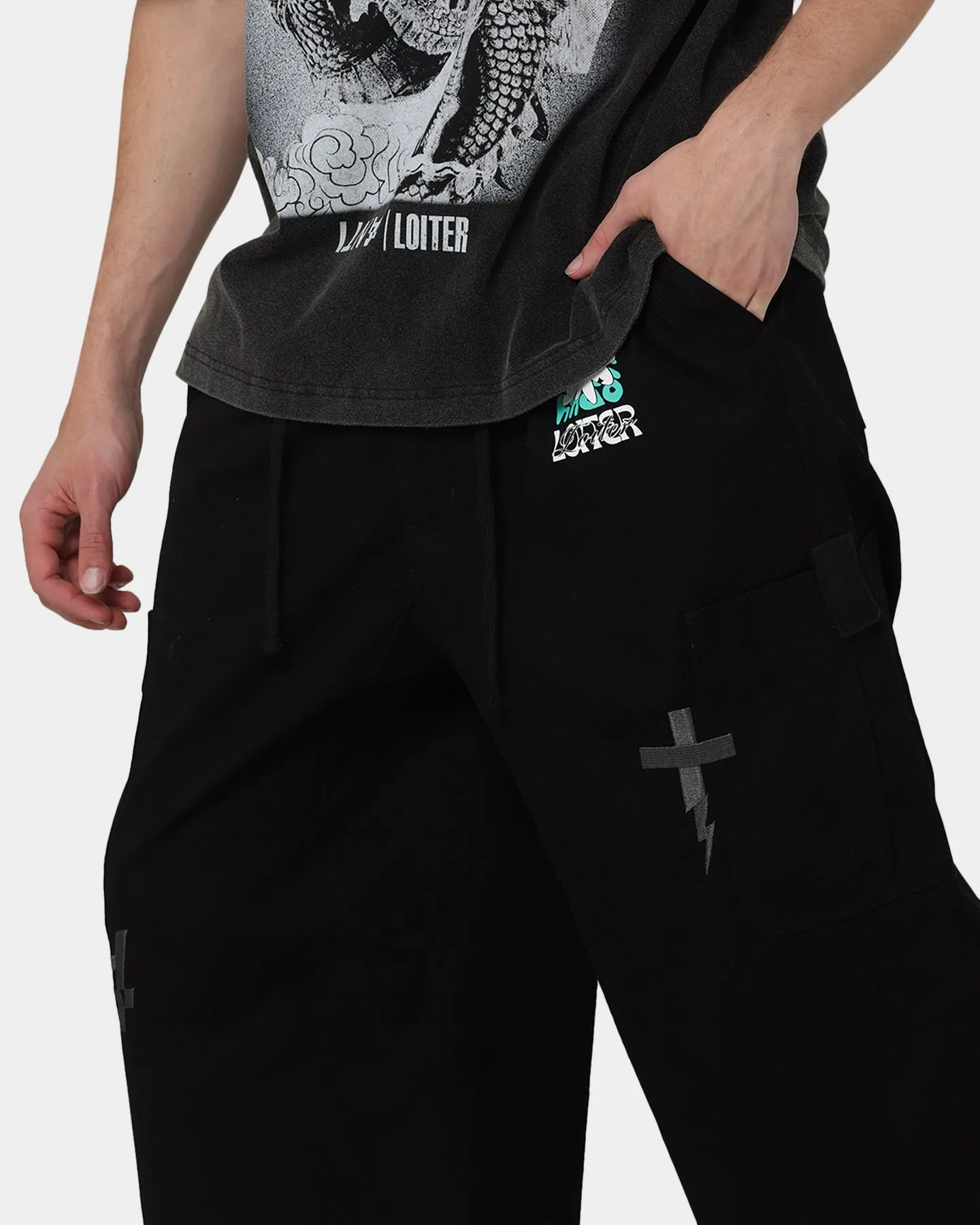 Loiter X The Anti Order Parachute Pants Black