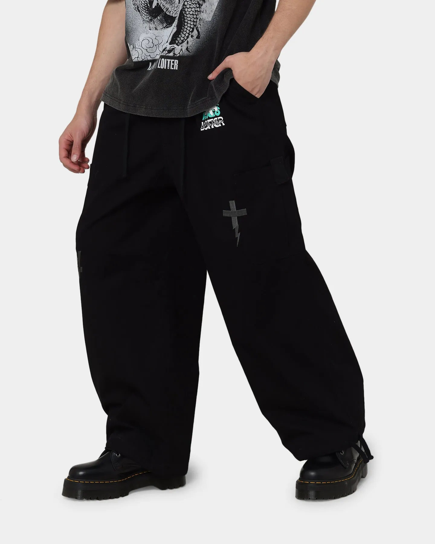Loiter X The Anti Order Parachute Pants Black