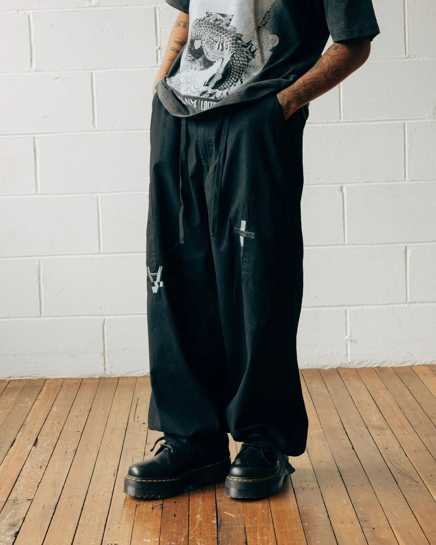 Loiter X The Anti Order Parachute Pants Black