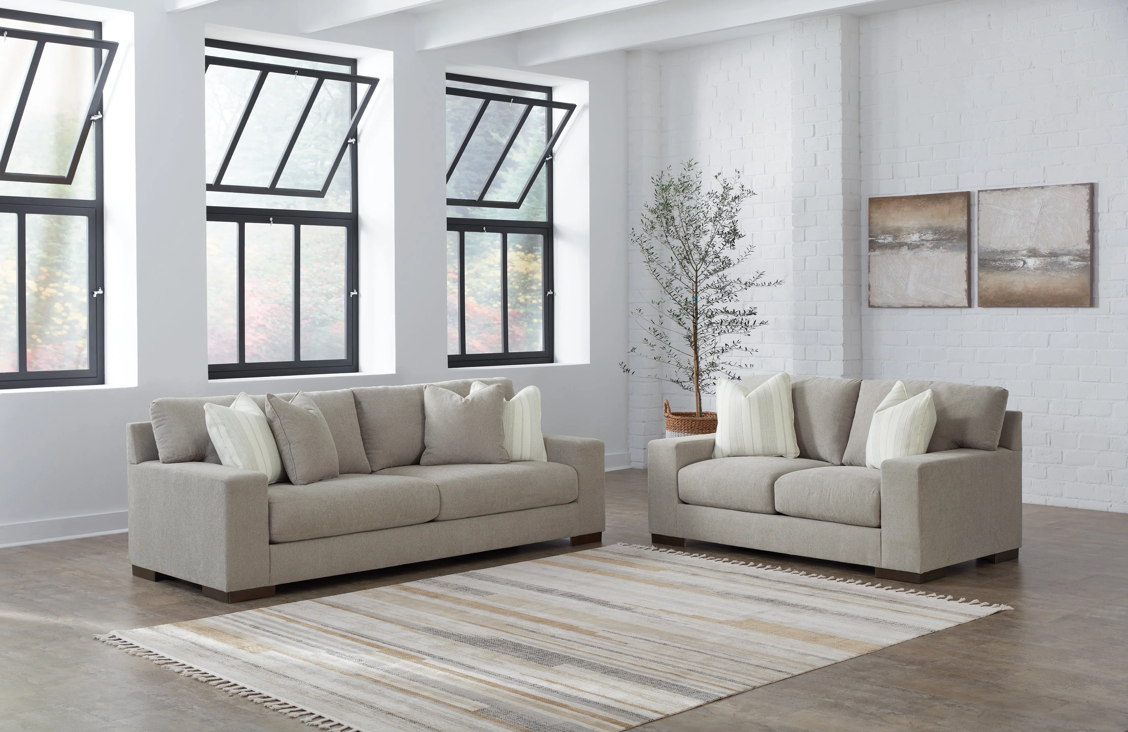 Maggie Sofa and Loveseat in Flax
