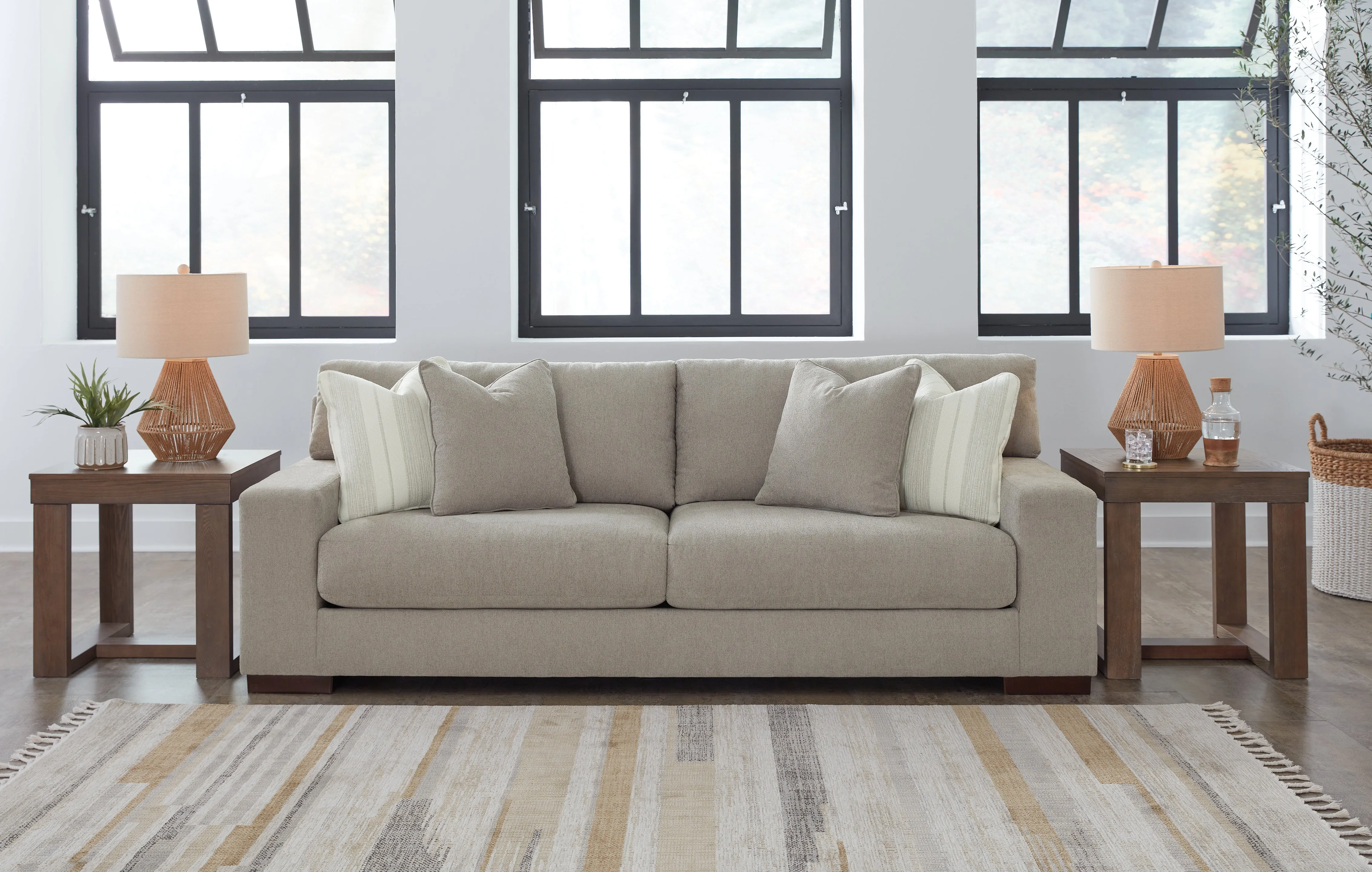 Maggie Sofa and Loveseat in Flax