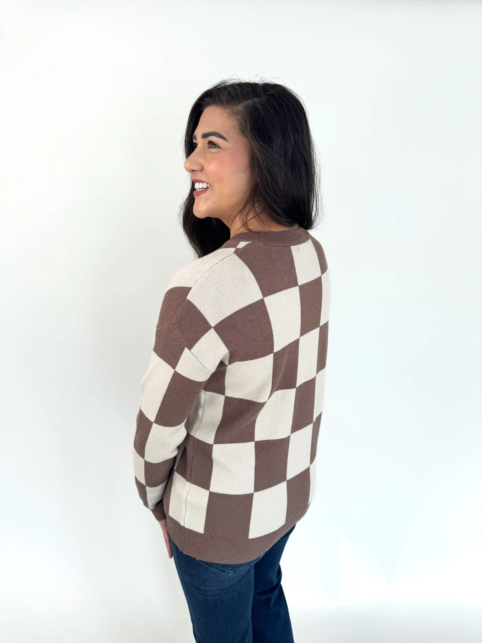 Makayla Checkerboard Oversized Sweater