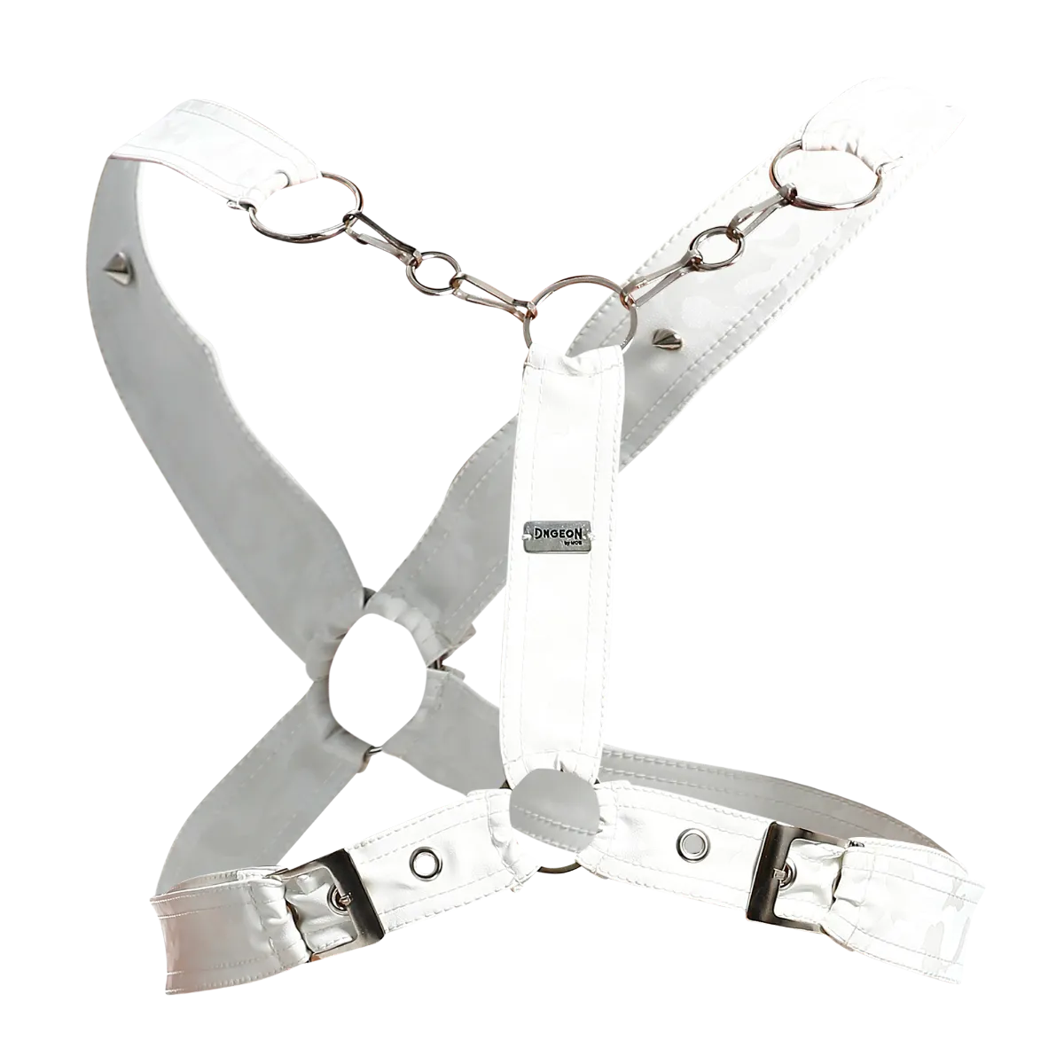 Male Basics Dngeon Leather Cross Chain Harness White Camo One Size