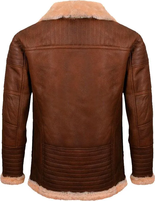 Men's Brown Nappa Leather Jacket With Fur