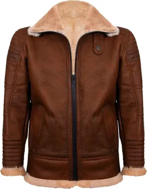 Men's Brown Nappa Leather Jacket With Fur
