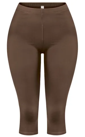 Mid-Rise Capri Leggings - Brown