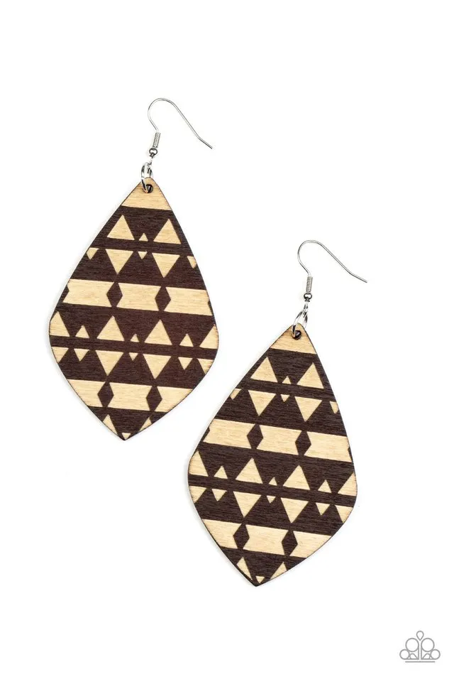 Paparazzi Earring ~ Zimbabwe Zoo - Brown